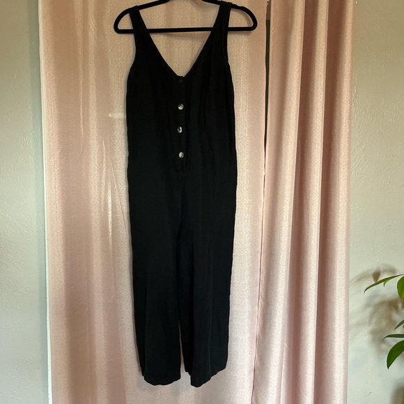 Black linen jumpsuit by TopShop, size us 2 - Picture 1 of 5